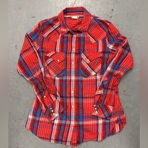Levi’s Women’s Western Plaid Red Red Pearl Snap